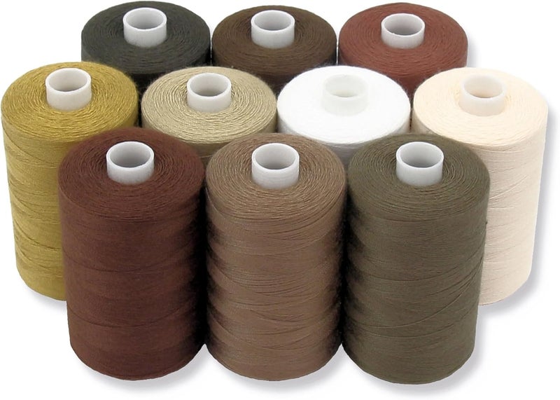 BlesSew Sewing Thread in Brown Color Tones - 10 Spools of Polyester Thread for Sewing Machine for Beginners, Hand Stitching & Quilting - 1000 yds Per Spool - Image 1
